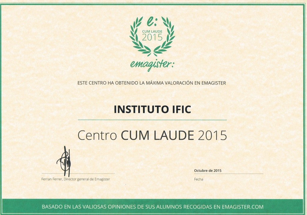Certificado Cum Laude Instituto IFIC